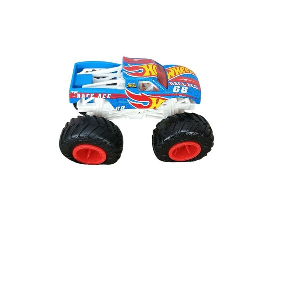 Hot Wheels Monster Trucks Race Ace 68 Toy Car With Flame Decals & Oversized Whee - Picture 1 of 7